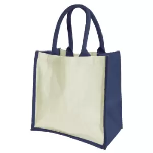 image of Westford Mill Printers Midi Jute Bag (14 Litres) (Pack of 2) (One Size) (Navy Blue)