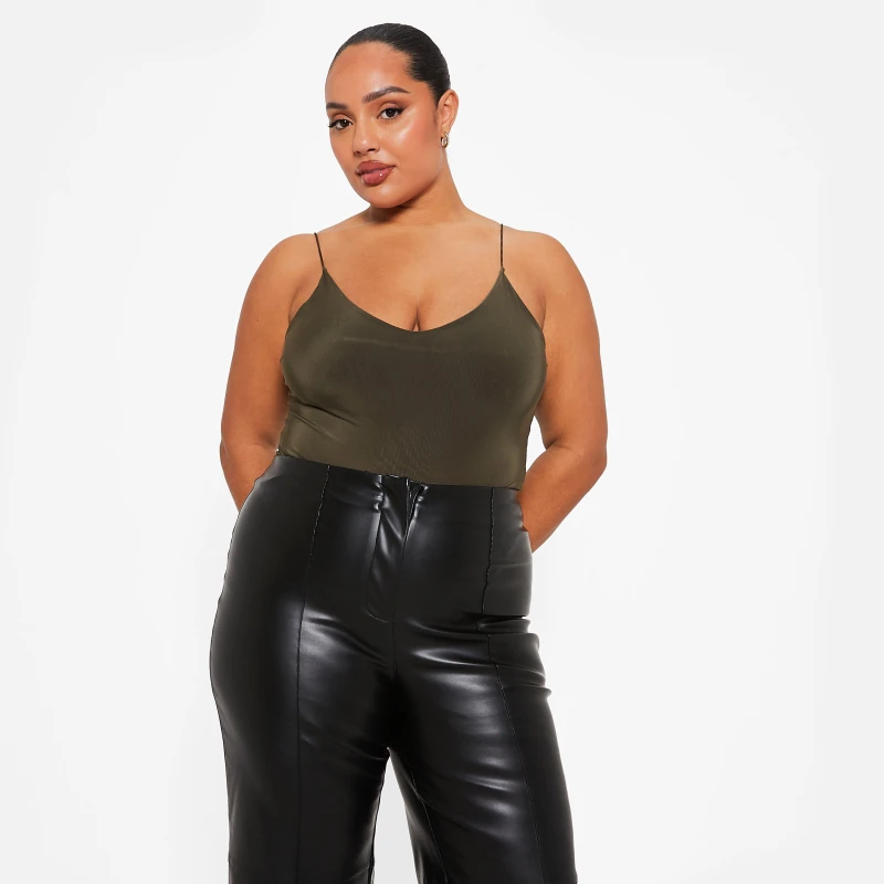 Image of I Saw It First Double Layered Cami Slinky Bodysuit - Green Green 6