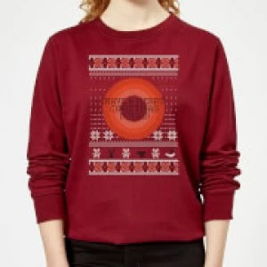 Image of Looney Tunes Knit Womens Christmas Sweatshirt - Burgundy - L