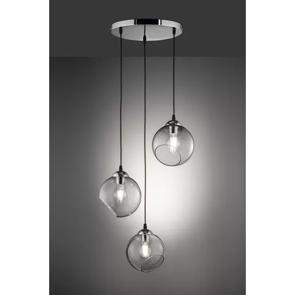 Image of Clooney Modern 3 Light Cluster Pendant Ceiling Light Chrome