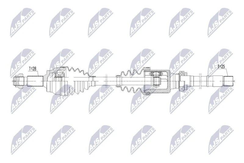 Image of NTY NPW-PE-139 Drive shaft 6-Speed Automatic Transmission, Rear Axle Left Drive Shaft (13)