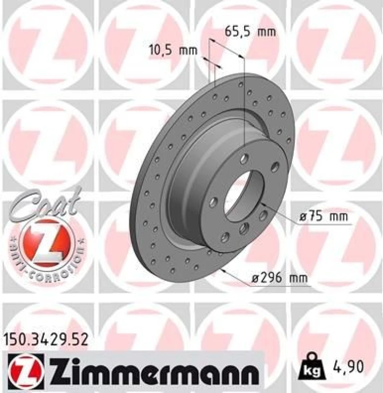 Image of ZIMMERMANN Brake disc ZIMMERMANN 150.3429.52