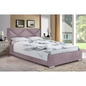 Image of Mevena Bed Small Double Plush Velvet Pink