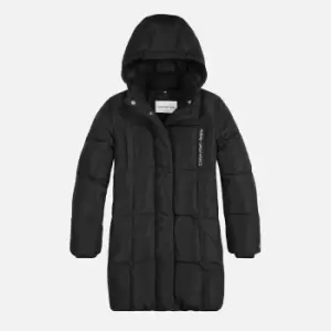 Image of Calvin Klein Girls Long Quilted Shell Puffer Coat - 8 Years