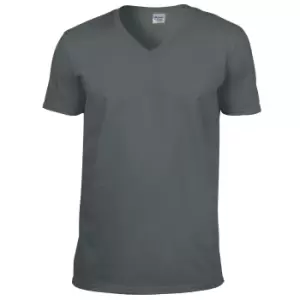 Gildan Mens Soft Style V-Neck Short Sleeve T-Shirt (M) (Charcoal)