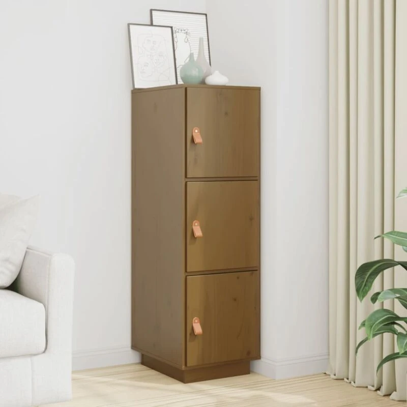 Image of Vidaxl Highboard Honey Brown 34X40X108.5cm Solid Wood Pine, Brown 820170