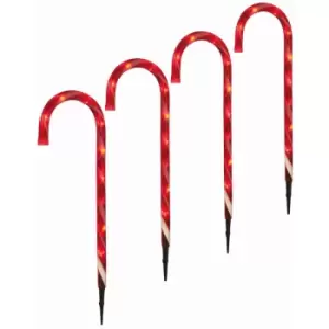 image of Productions Candy Cane Stake Lights - 62cm - Red and White - Set of 4 - Festive