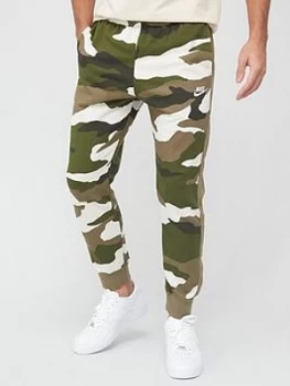 Image of Nike Club Camo Joggers - Green/White