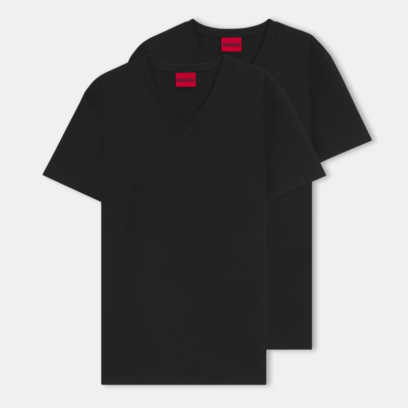 Image of Hugo Short Sleeve V Neck T Shirt Black male M