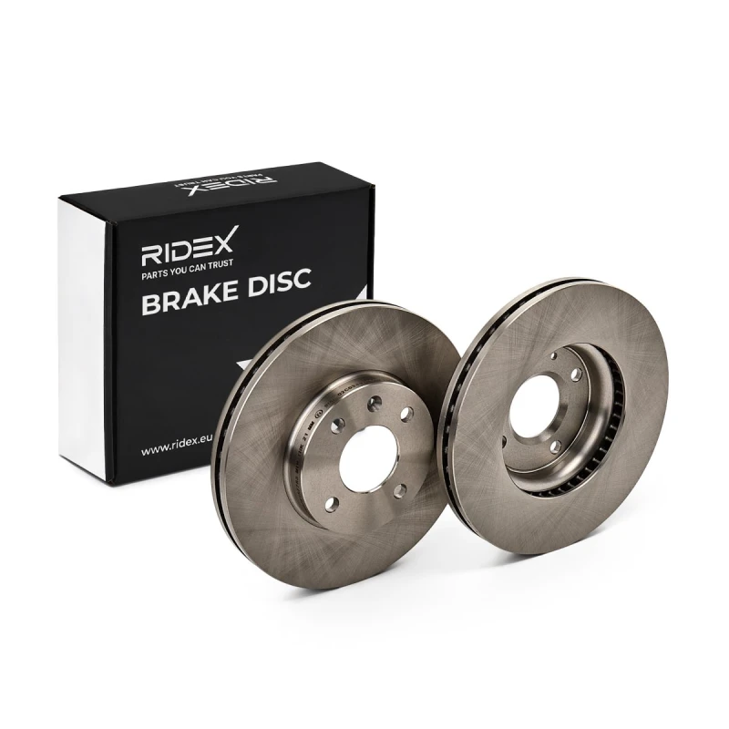 Image of RIDEX 82B1185 Brake disc Front Axle, Vented, Cast Iron, Uncoated, Untreated, without bolts/screws Cast Iron Brake Disc (82)