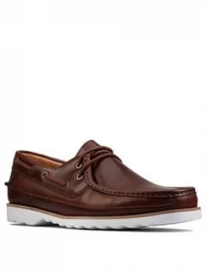 Image of Clarks Durleigh Sail Leather Boat Shoes, Tan Leather, Size 11, Men