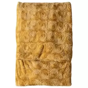 Image of Stamford Fur Throw Ochre (Yellow)