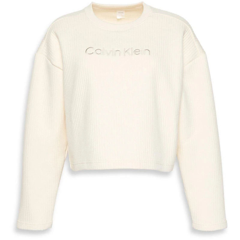 Image of Calvin Klein Calvin LS Qultd Swt Ld54 Crew Sweaters 10 (S) White 66931301350
