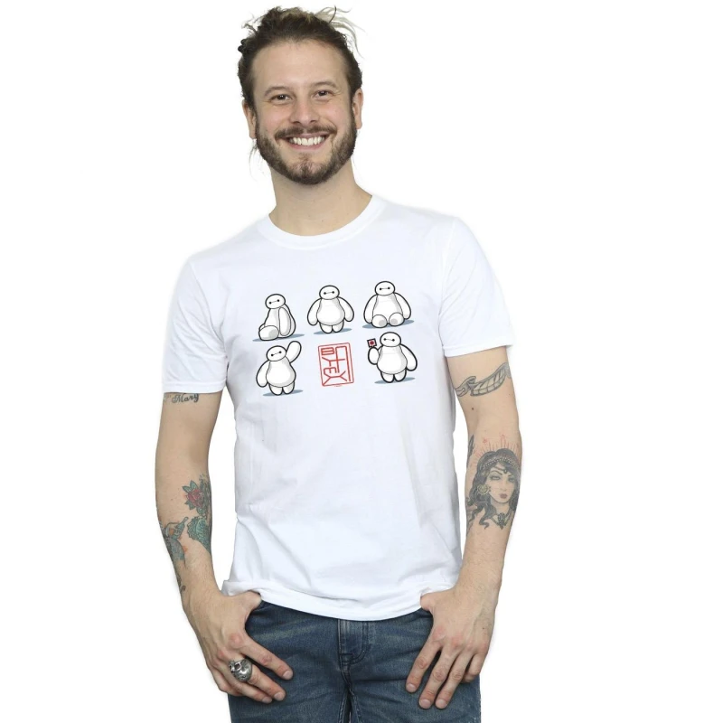 Image of Disney Men Big Hero 6 Baymax Many Poses T-Shirt in White Size: Small White S Male 5059934879928