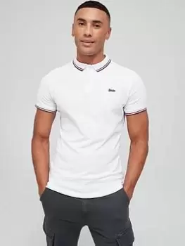 Image of Superdry Vintage Tipped Short Sleeved Polo Shirt - White/Red Size M Men