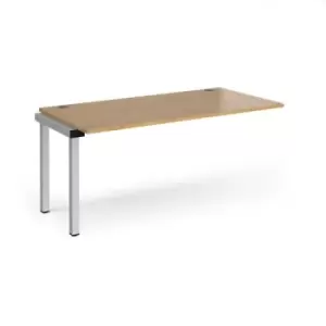 Image of Bench Desk Add On Rectangular Desk 1600mm Oak Tops With Silver Frames 800mm Depth Connex