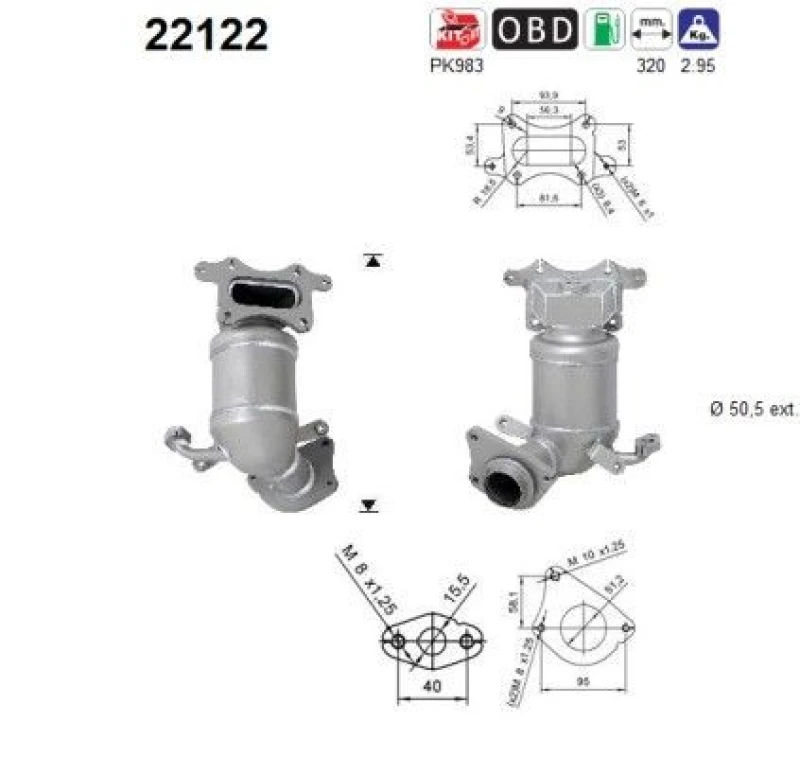 Image of AS Catalytic converter AS 22122