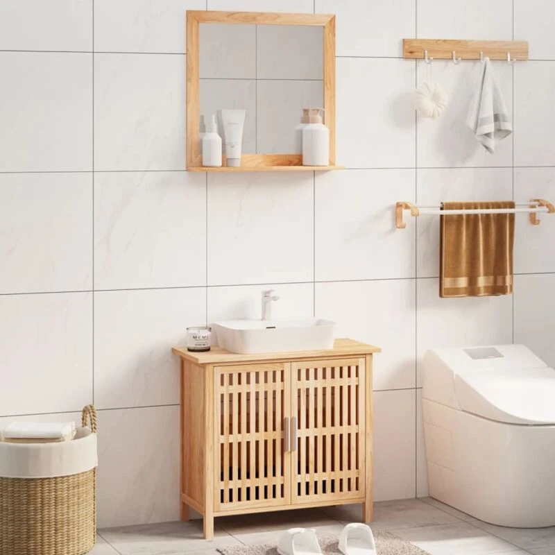Image of VIDAXL Vidaxl - 2 Piece Bathroom Furniture Set Solid Wood Walnut 8720845836450