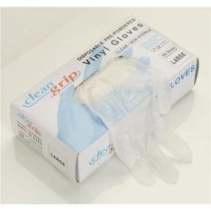 Image of Disposable Gloves Vinyl Pre Powdered Small Clear 1 x Pack of 100