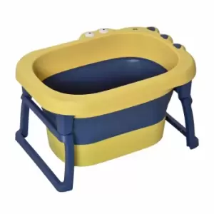Image of Homcom Foldable Baby Bathtub For Newborns Infants Toddlers W/ Stool - Yellow