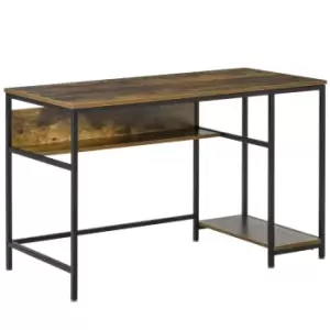 image of Homcom Industrial Style Home Office Computer Writing Desk With Storage Rustic Brown Finish Metal Frame