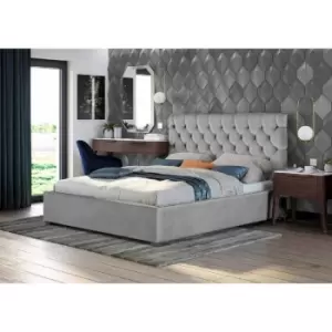 Image of Envisage Trade - Rosiana Upholstered Beds - Plush Velvet, Double Size Frame, Silver - Silver