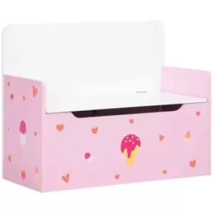 Image of ZONEKIZ 2-in-1 Wooden Kids Storage Bench Toy Box with Safety Rod - Pink