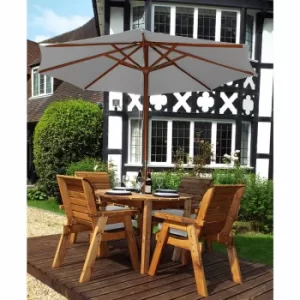 Image of Charles Taylor Four Seater Round Table Set with Parasol, Grey