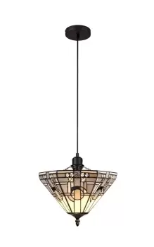 Image of 1 Light Uplighter Ceiling Pendant E27 With 30cm Tiffany Shade, White, Grey, Black, Clear Crystal