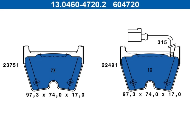 Image of Brake pad set ATE 13.0460-4720.2