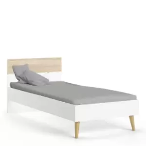 image of Oslo Euro Single Bed (90 X 200) In White And Oak Effect