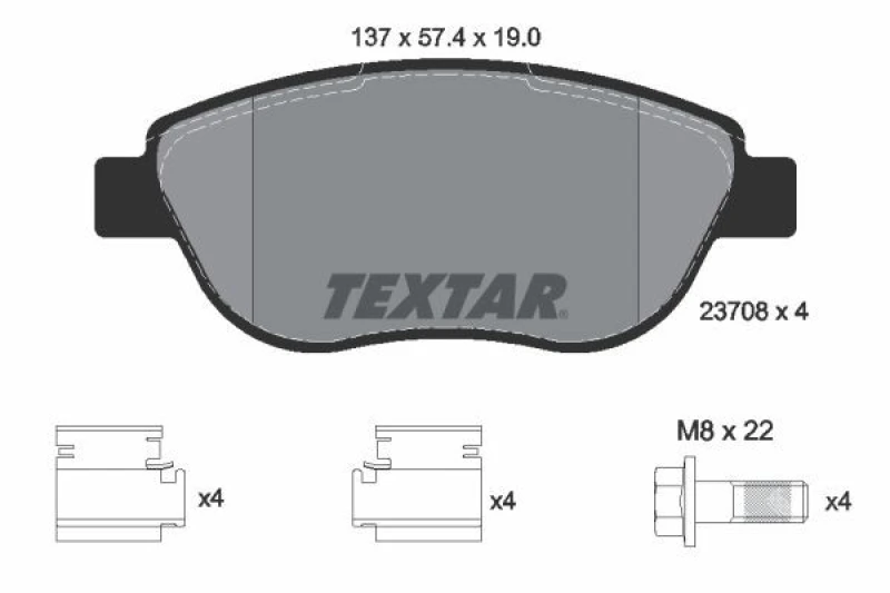 Image of Brake pad set TEXTAR 2370803