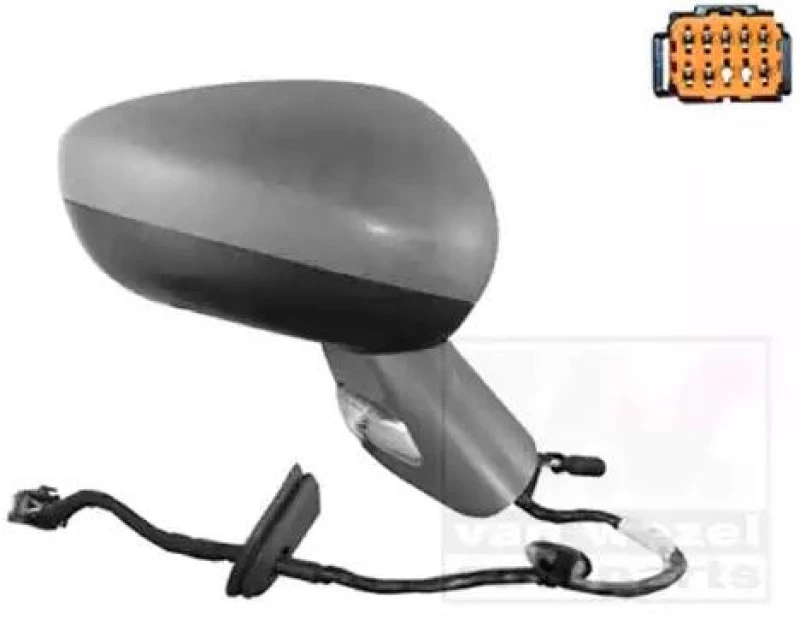 Image of VAN WEZEL 0963808 Wing mirror * HAGUS * Right, chrome, with temperature sensor, primed Outside Mirror (50)