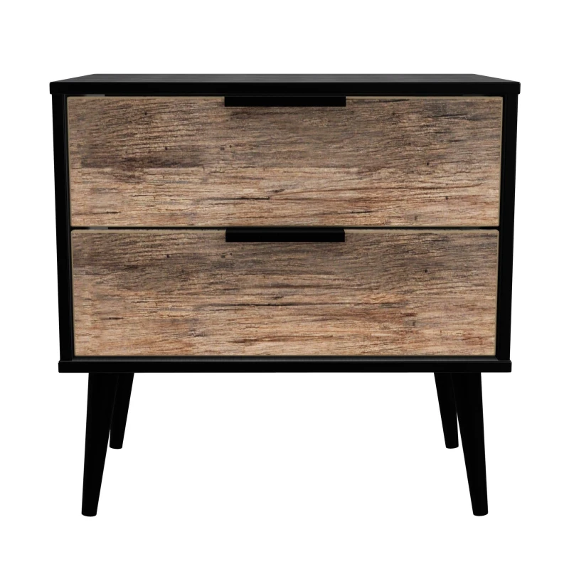 Image of Fuji 2 Drawer Side Table In Carini Walnut (Ready Assembled)