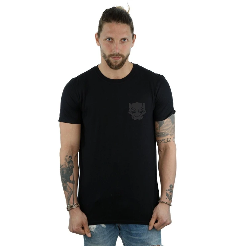 Image of Marvel Marvel Men Black Panther Black On Black Chest Print T-Shirt Size: Small Black S Male 5057736567050