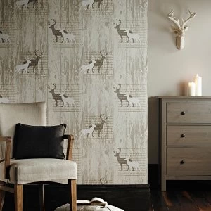 Image of Arthouse Stag Cream Wallpaper