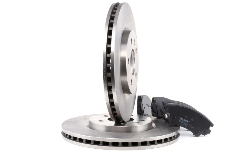 Image of RIDEX 3405B0277 Brake disc and pads set Photo corresponds to scope of supply, Front Axle, Brake Disc Type: internally vented, with brake pads Brake S