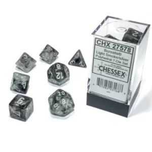 Image of Chessex Borealis Polyhedral Light Smoke/silver Luminary 7-Die Set