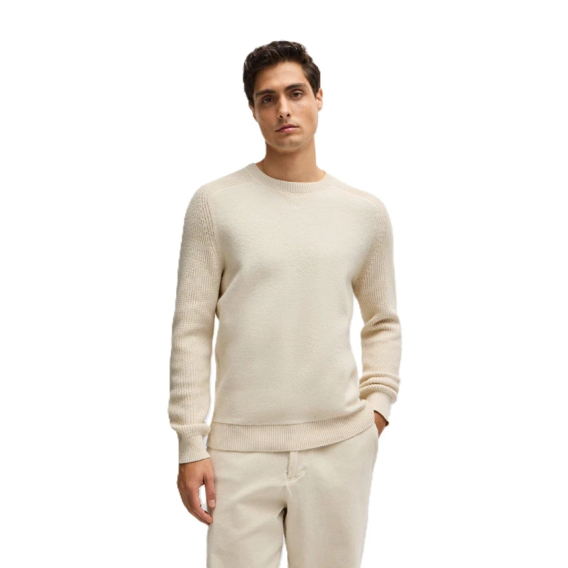 Image of Boss Mens Ematero Knitted Top Open White male XL