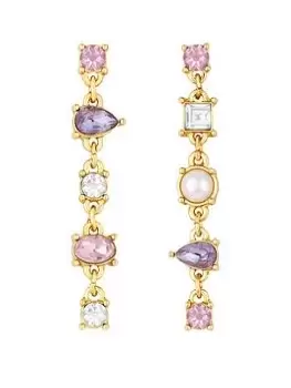 Image of Mood Mood Gold Vibrant Multi Coloured Stone Linear Drop Earrings