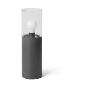 image of Faro Kila Dark Grey Beacon Pedestal Lamp 40cm Transparent 2700K IP65