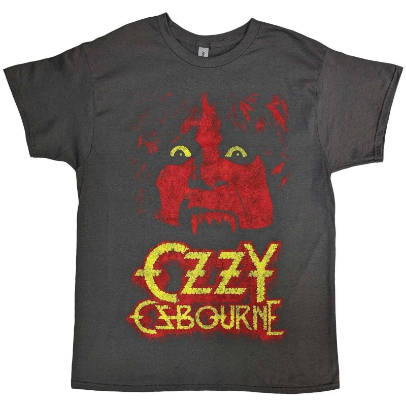 Image of Ozzy Osbourne Mens Yellow Eyes Jumbo T-Shirt in Charcoal Size: Medium Charcoal Male M