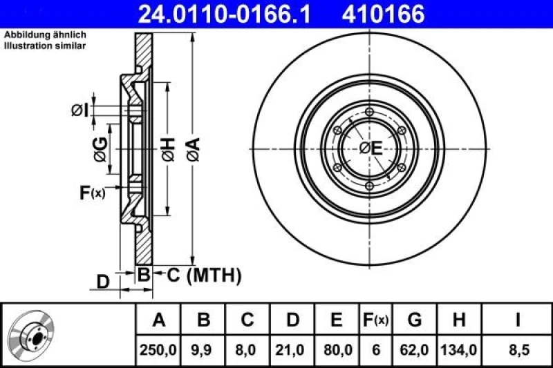 Image of ATE 24.0110-0166.1 Brake disc solid Brake Disc (82)