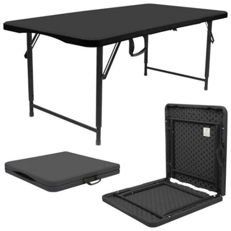 Image of Harbour Housewares Height Adjustable Folding Trestle Table - 120Cm (4ft) - Black