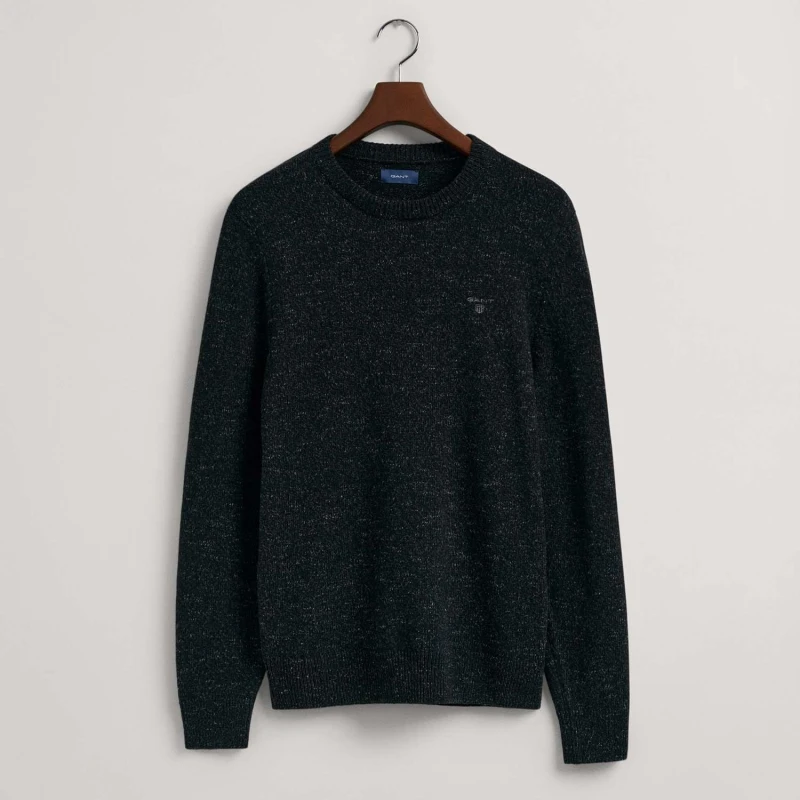 Image of Gant Neps Melange Crewneck Sweatshirt - Black S