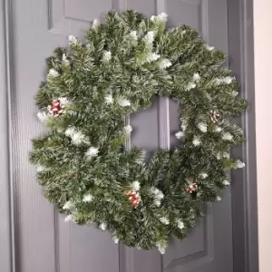 image of 60cm Snow King Fir Green Christmas Wreath with Pine Cones