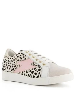 Image of Dune London Energised Leather Lightening Bolt Trainer - Black/white, Black/White, Size 37, Women