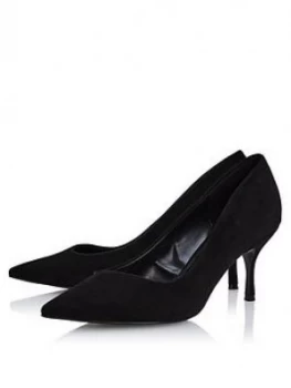 Image of Dune London Wide Fit Andes Asymmetric Topline Mid Heel Court Shoes - Black