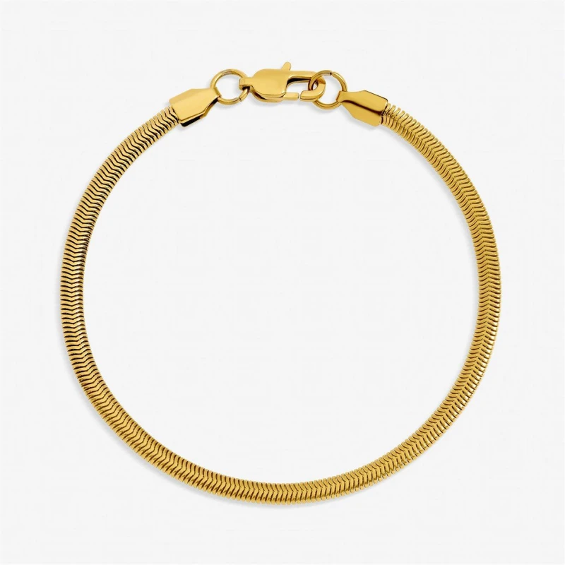 Image of Inicio Mens Waterproof Snake Chain Bracelet - Gift Pouch Gold male One Size