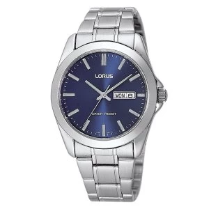 image of Lorus RJ603AX9 Mens Classic Silver Bracelet Dress Watch with Blue Dial